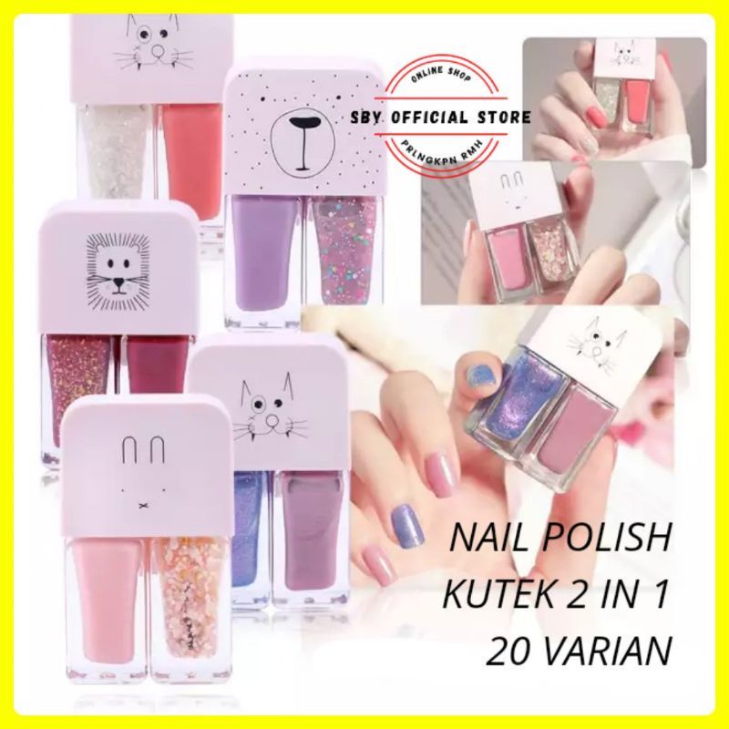 kutek perempuan muslimah dua 2 warna cat kuku jelly nail art cair bisa di kelupas berbagai warna pin