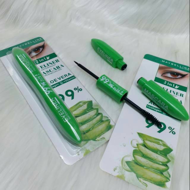 [SATUAN] mascara 2 in 1ALOEVERA 24H waterproof eyeliner fresh &amp; curling