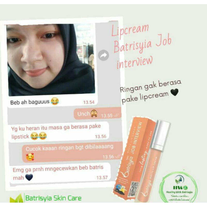 Lip cream batrisyia ,lipstik longlasting lipstick waterproof,tidak berbekas,halal,herbal,aman,BPOM