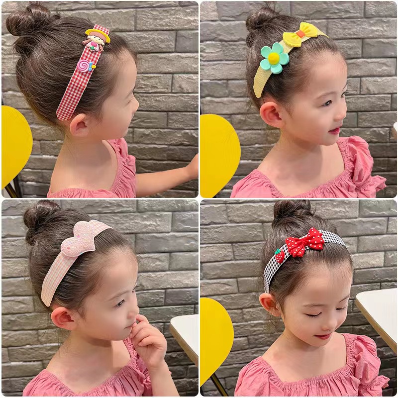 cod★ready★ Bandana Tempel Anak Penahan Poni Rambut Motif Bunga Pita Import bando anak globallagilaku