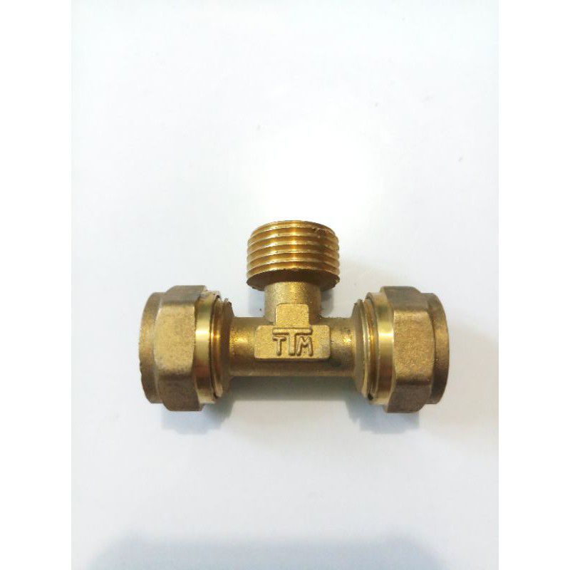 TEE sambungan pipa air panas Kuningan drat luar 1/2 inch / kran T air panas Kuningan asli 100%