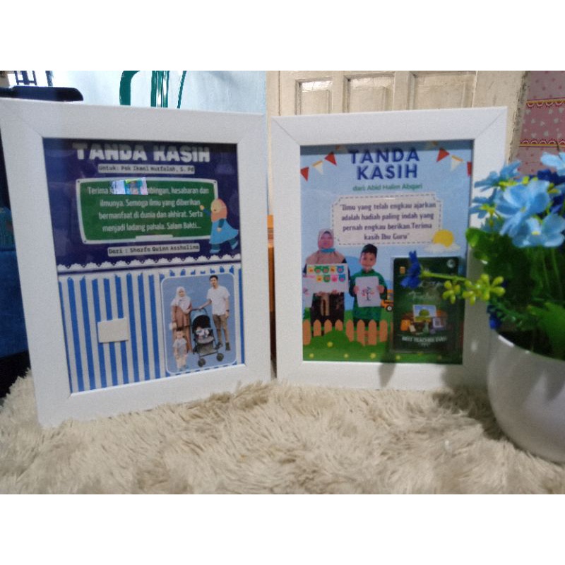 FRAME KACA FLAT 15X20 KADO EMAS ULTAH/HADIAH GURU/ WEDDING/6R free emasin/minigold/babygold/minigram
