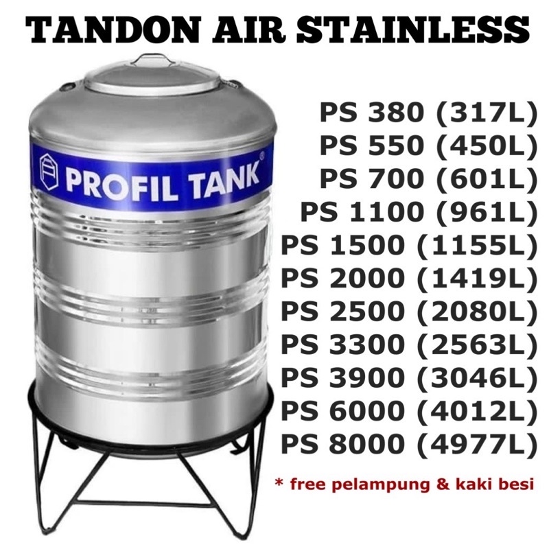 PROFIL TANK Tandon air Stainless | toren PS2500 | PS3300 | PS3900 | PS6000 | PS8000