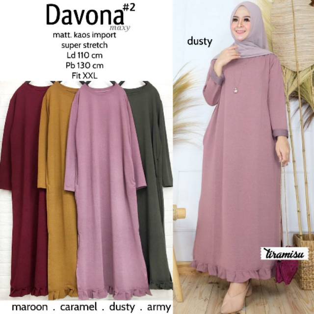 Davona maxy dress gamis polos bahan kaos
