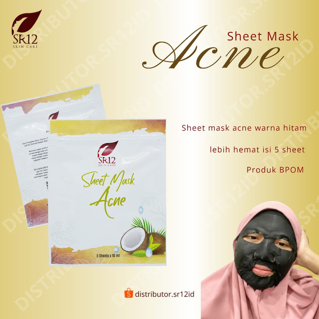 SHEET MASK ACNE SR12 MASKER WAJAH JERAWAT KULIT BERMINYAK BPOM ISI 5 SHEET