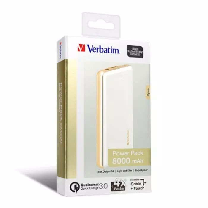 Verbatim Power Pack / Power Bank 8000mAh White Asli Orignal Awet Tahan Lama Berkuatlitas Bergaransi