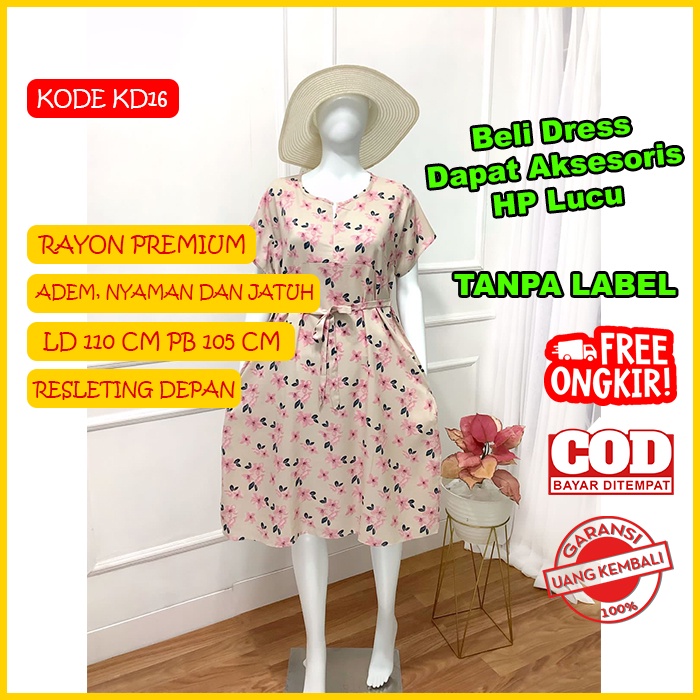 Daster Tali Samping Kiri Kanan Ibu Wanita Hamil Bumil Busui LD 110 Cm Resleting Depan Kerah Bulat O-