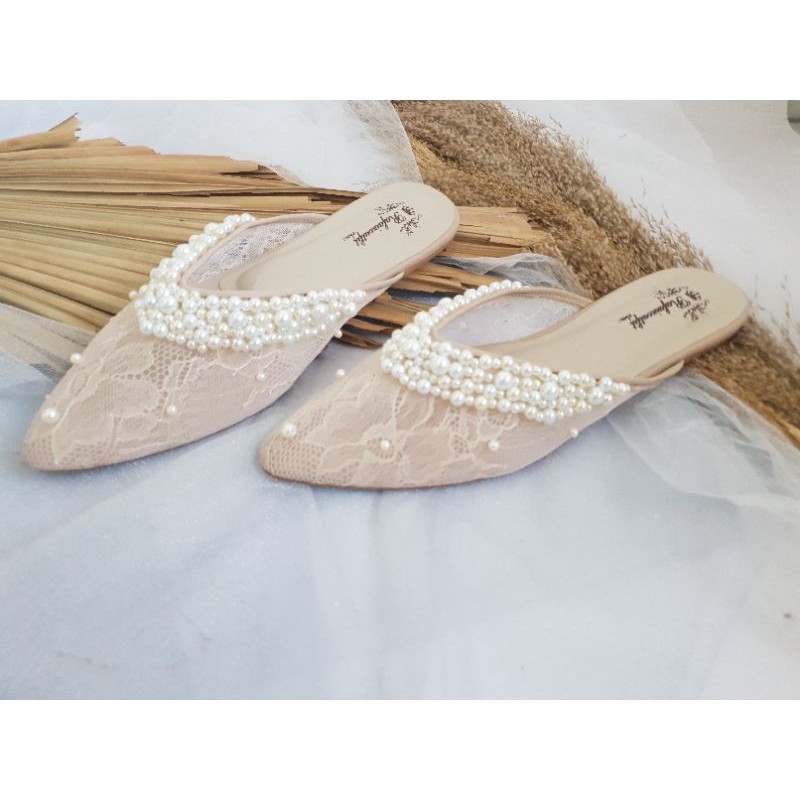 sepatu kathy cream sepatu flat wanita cantik 1cm