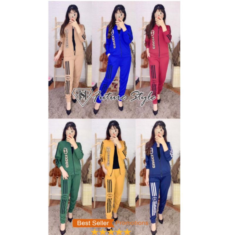 GSL - Setelan Wanita Kekinian Jumbo Import Terbaru Muslim Korea Murah GUCCI Kasual - Stelan Celana P