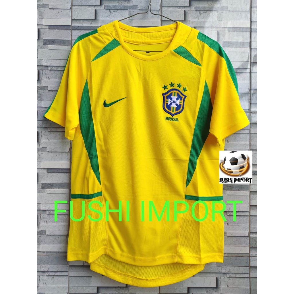 Jersey Baju Bola Retro Brasil Home 2002 ( JUARA DUNIA ) Grade Ori