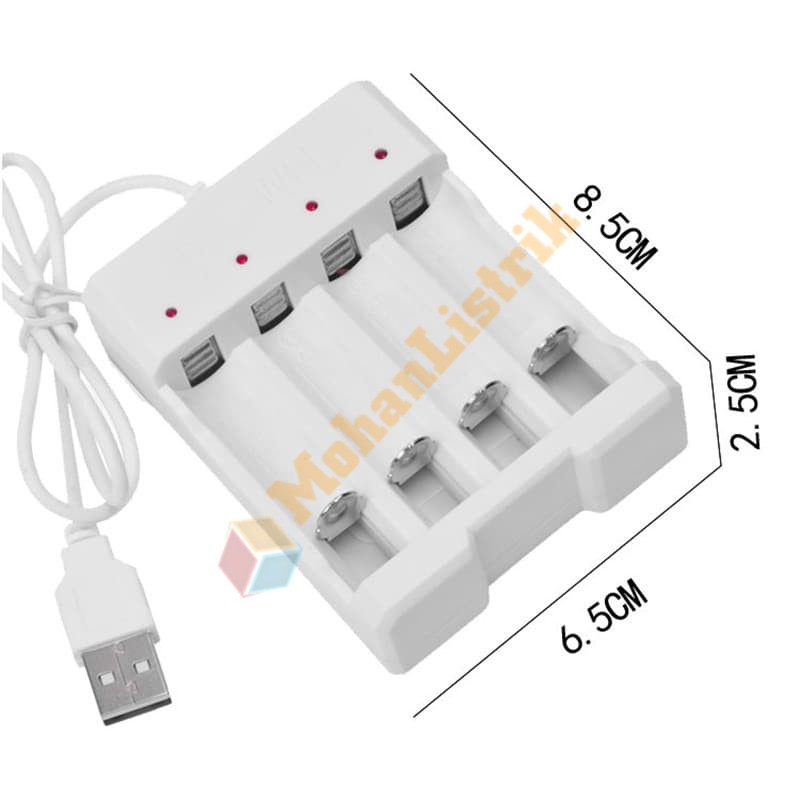 PENGECAS BATERAI AAA AA 4 slot 2 in 1 Usb Cas Fast Charger Cas Charge Baterai A3 A2 4 Slot 2 in 1