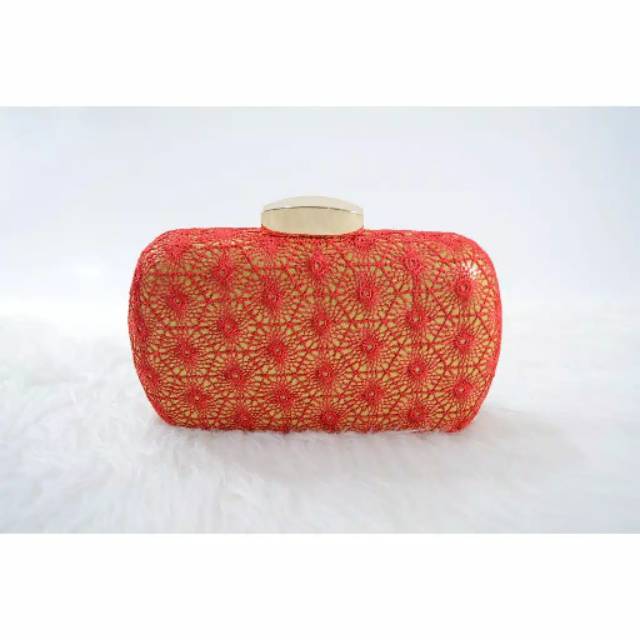 clutch orange jeruk mandarin tas pesta double kain fabric  kacang arab madu dermovate mini bag kecil