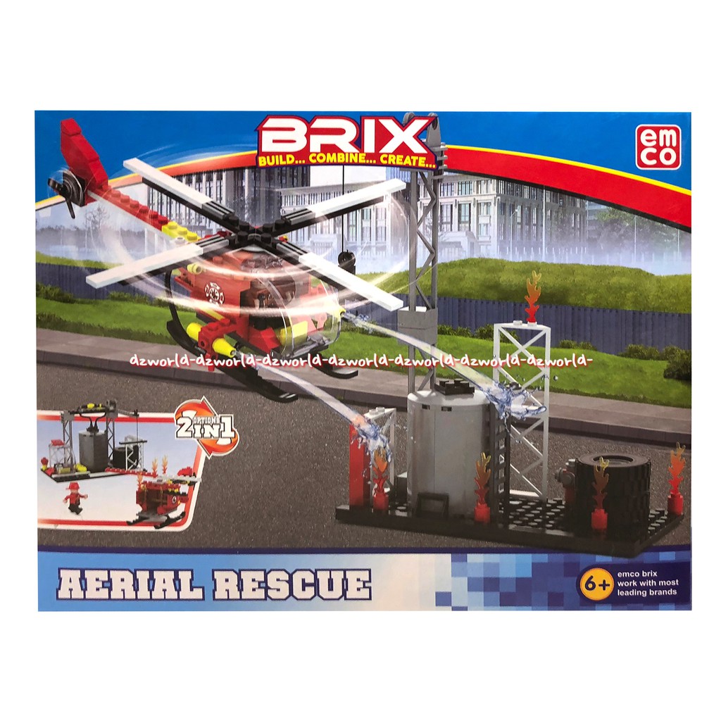 Emco Aerial Rescue Mainan Anak Susun Block Penyelamat Helicopter