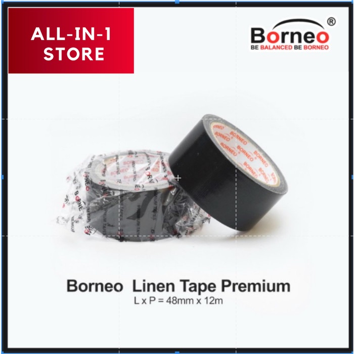 

Borneo Lakban Kain Warna Hitam Linen Tape Premium 48mm x 12m