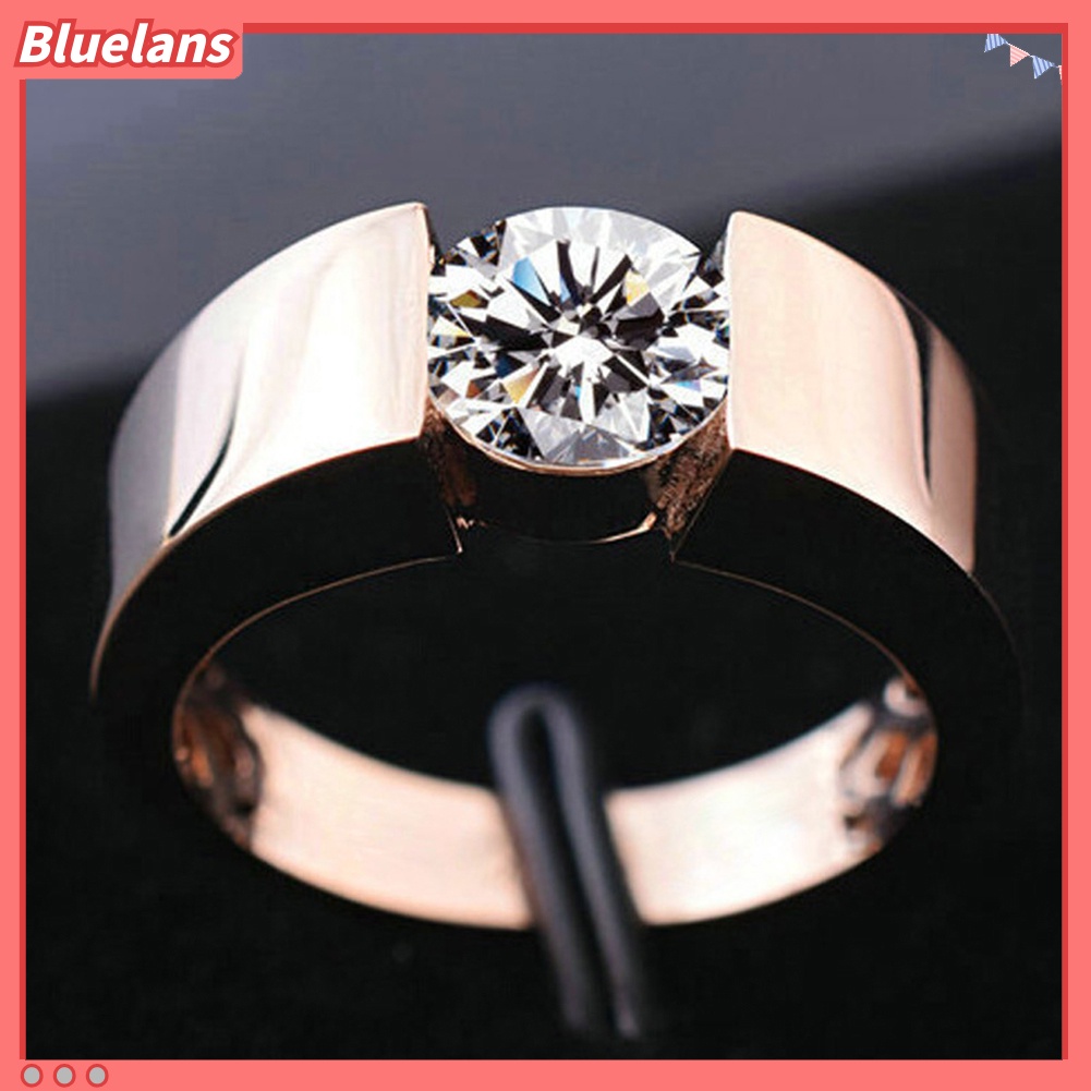 Bluelans Cincin Cubic Zirconia Bentuk Bulat Untuk Unisex