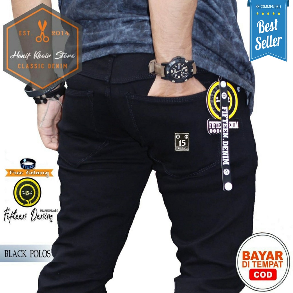 FIFTEEN DENIM celana jeans TERLARIS panjang skinny semi slimfit FIFTEEN DENIM cowo/cowok/pria  murah dan grosir ki ki