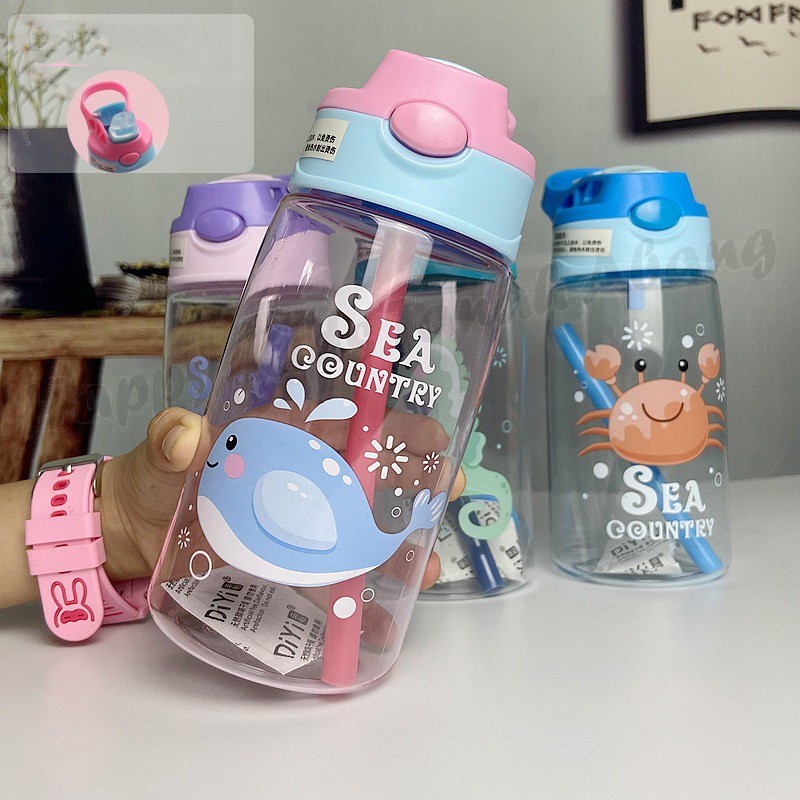 BOTOL MINUM PLASTIK KARAKTER LUCU TEMPAT MINUM ANAK CUTE TERMURAH NEW