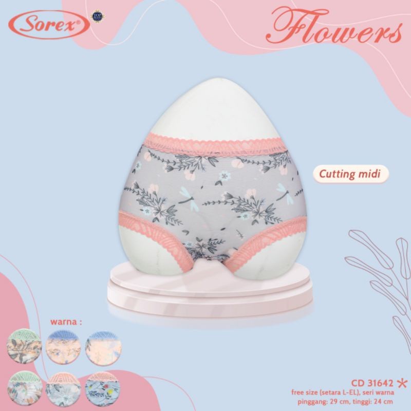 Celana dalam wanita Sorex Cd Fashion Wanita Midi Flowers Freesize (Setara Size L- EL) CD 31642