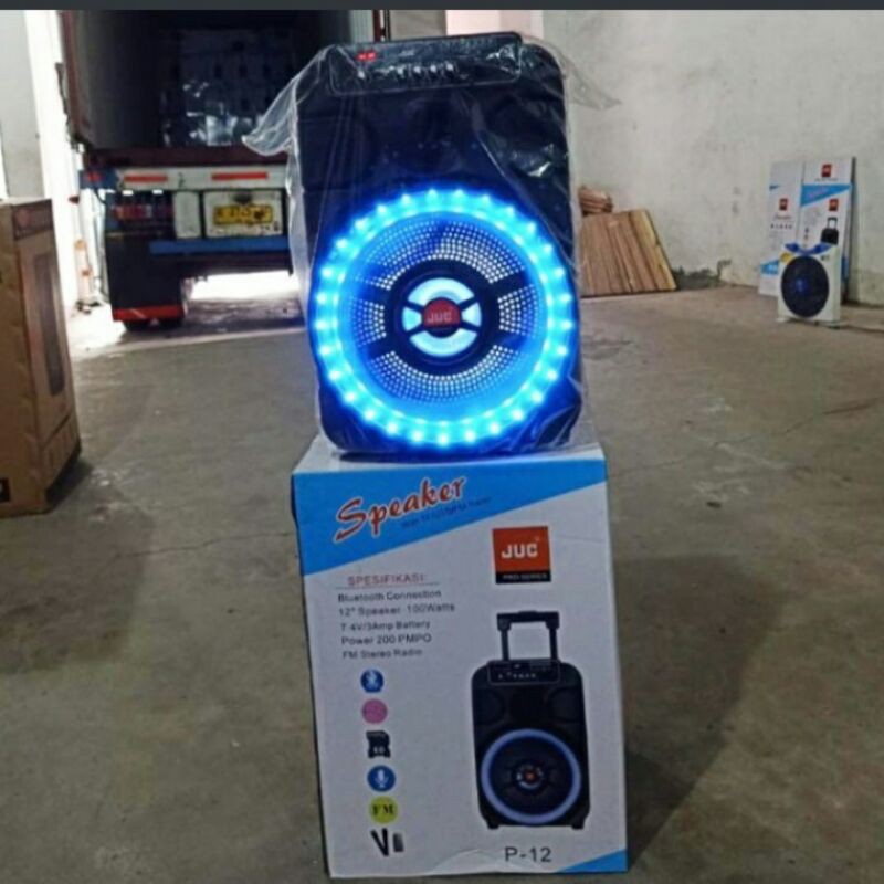 JUC SPEAKER PORTABLE MEETING JUC 12 INCH P12 BLUETOOTH LAMPU DISCO MANTAP