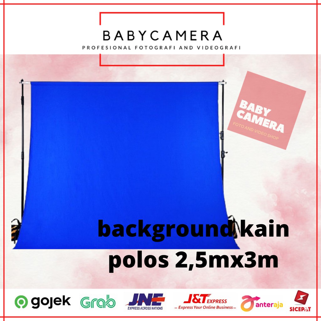 kain background foto 2.5x3meter biru polos