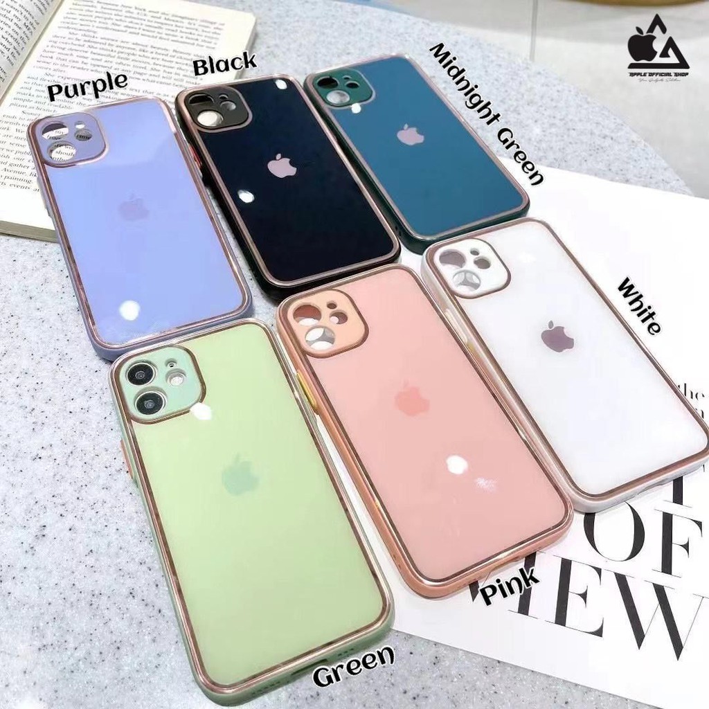 Premium Glass Case iPhone 13 13PRO 13PROMAX 11 12 8 8+ XR X XS MAX 6 6+ 7 7+ APPLE List GOLD CHROME Krom TEMPERED SOFTCASE SILIKON CAND