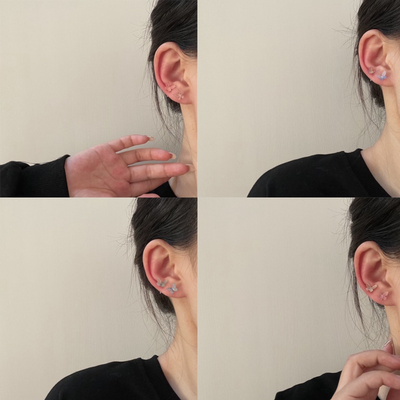 1 Set Korean Fashion Color Acrylic Butterfly Earrings Set Temperament Stud Earring Women Jewelry Accessories Gift