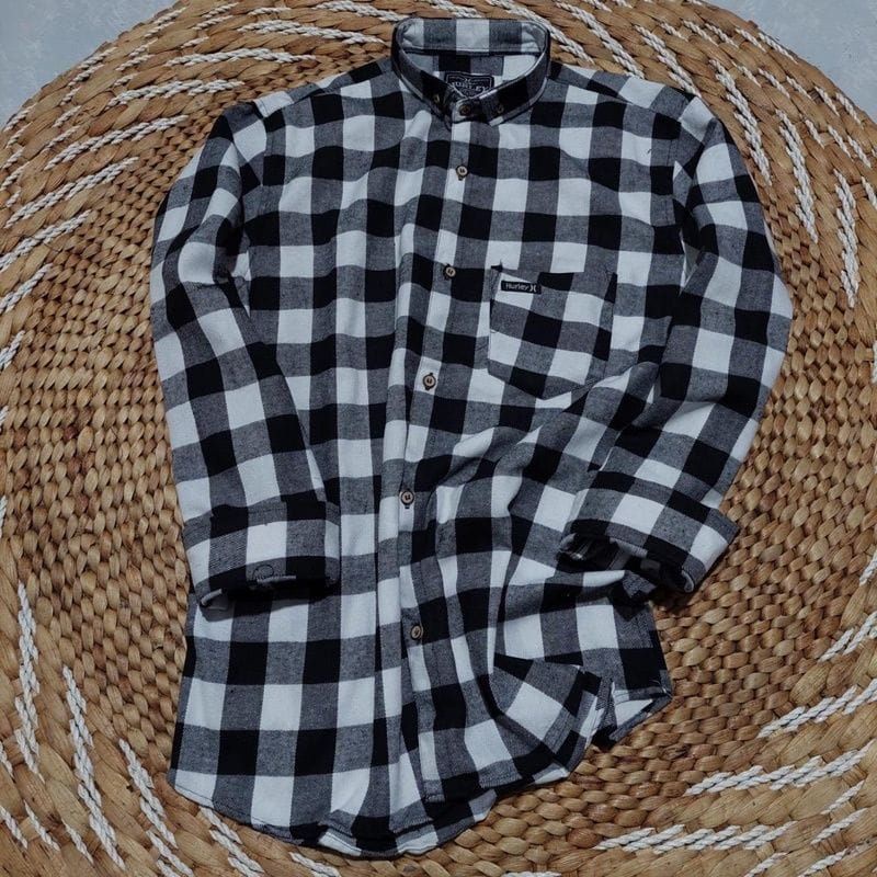 Kemeja Flanel Impor Pria Distro Flannel Lengan Panjang Pria,Kemeja Kotak Kotak Pria Lengan Panjang-Caturputih