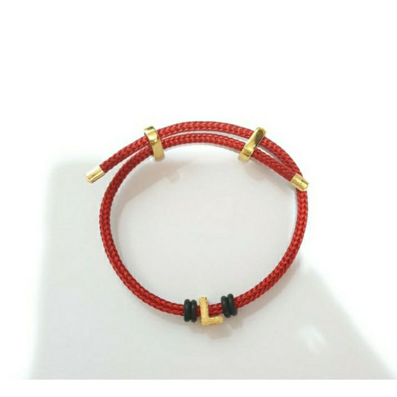 Gelang Tali Inisial Huruf L Balok Koleksi Josean Elegant Emas Asli