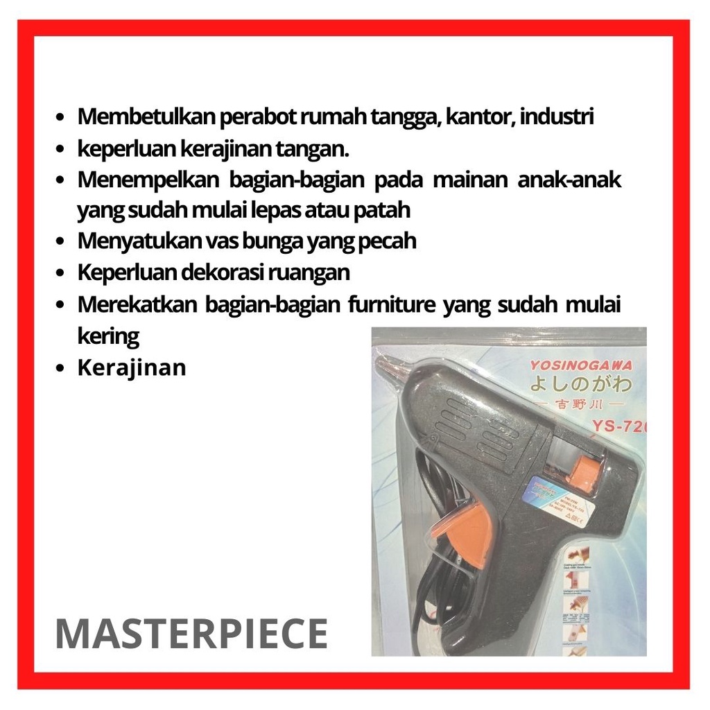 Lem Tembak Glue Gun + Refill Mini Pistol Lem Cepat Panas isi lem Merk Yosinogawa YS-720