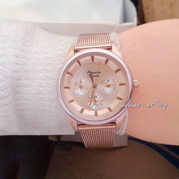 Jam Tangan Wanita Alexandre Christie Ac 2936 Bf Rosegold Original Fashion Wanita