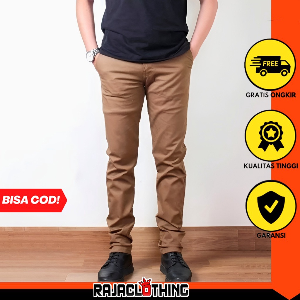 RCL - CELANA CHINO COFFE ORIGINAL PREMIUM PRIA SLIM FIT STRETCH CASUAL FORMAL CHINOS PREMIUM ( 27 s/d 34 S s/d XL )