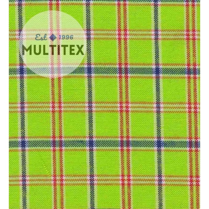 [GULUNGAN] Bahan kain kotak hijau tc katun motif cotton seragam kemeja rok celana rompi sekolah adem