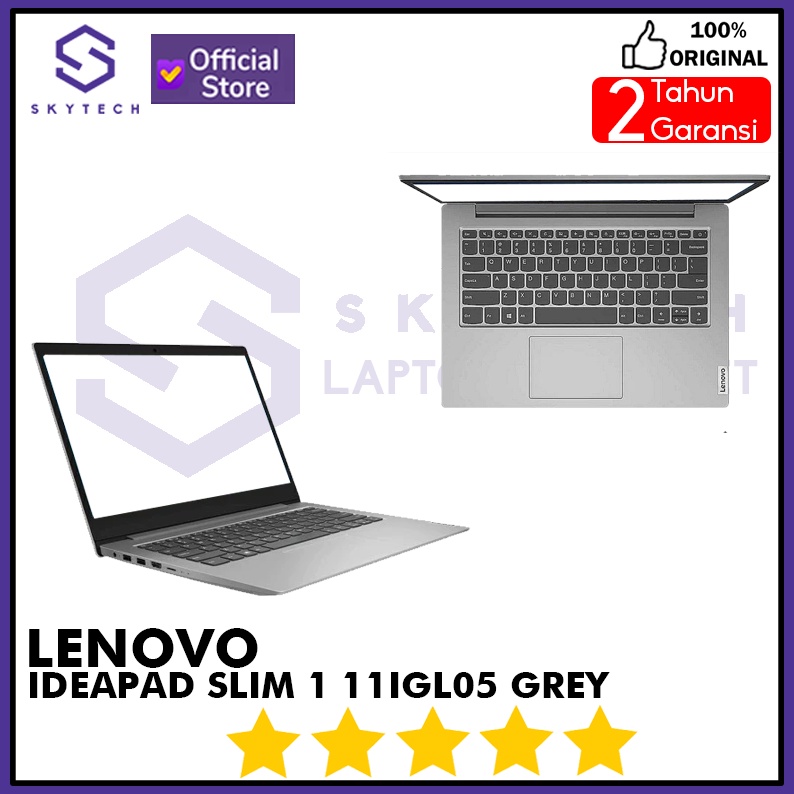LAPTOP LENOVO IDEAPAD SLIM 1 11IGL05 81VT0005ID N4020 4GB SSD 256GB WINDOWS 10 PLATINUM GREY-3