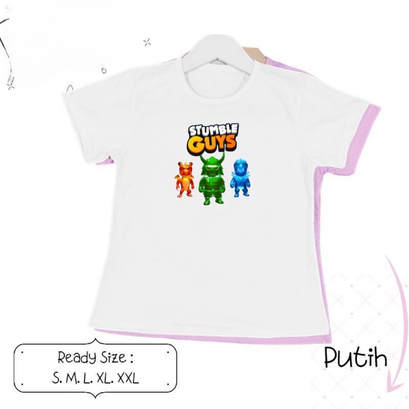 Baju Kaos Atasan Anak Cewek stumble guys(3)1-12tahun  ukuran S.M.L.XL.2XL.3XL