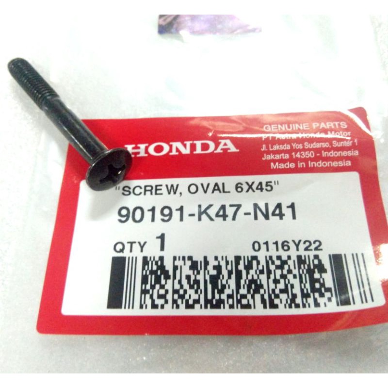 Baut Jalu Stang Stir Screw Oval 6x45 Vario125 Vario150 PCX ADV Ori Honda 90191K47N41