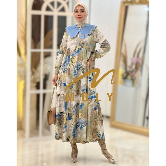 Gamis Dress Wanita Terbaru Ryuka Midi  Dress By MDly 3180