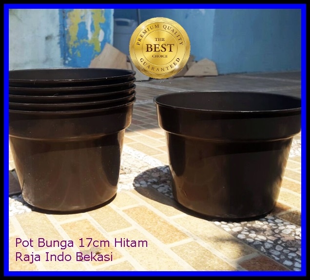 Pot Bunga 17cm Hitam Pot Tanaman Hias Grosir Murah Plastik Pot 17 cm