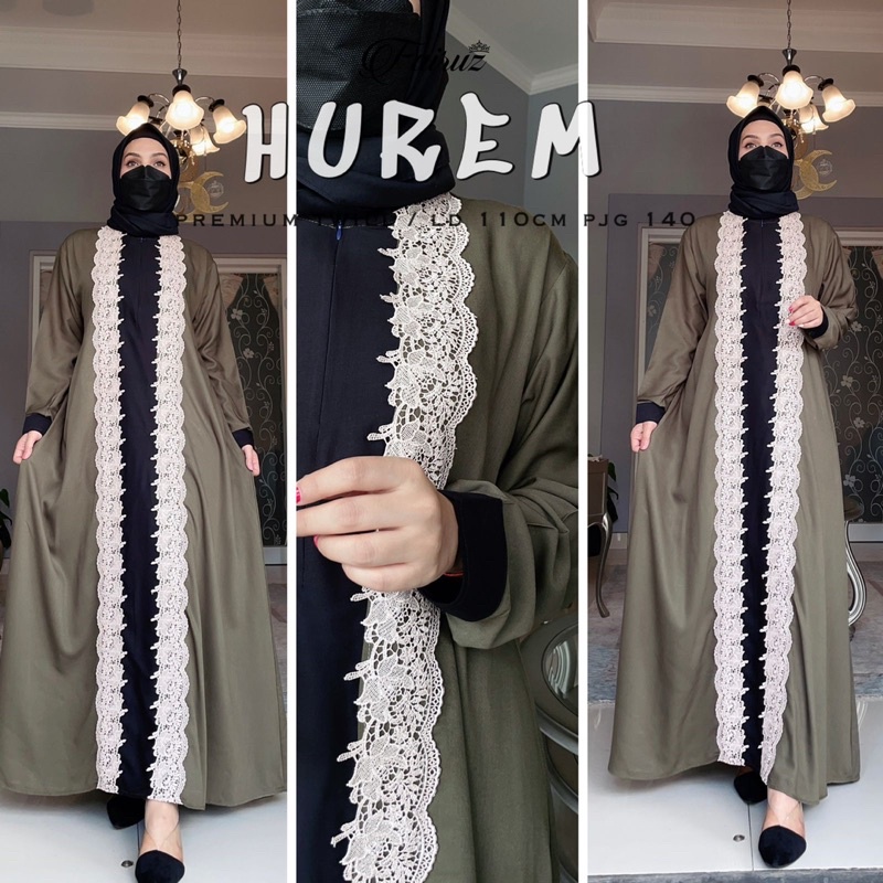 Daster Arab Fairuz HUREM  Maxi Dress Premium Gamis Twill Original Label