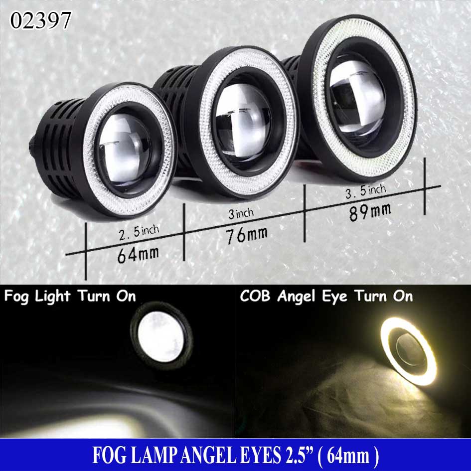 Fog Lamp Angel Eyes Putih Ring Kuning Lampu Fog Lamp LED Lampu Kabut Lampu Projector