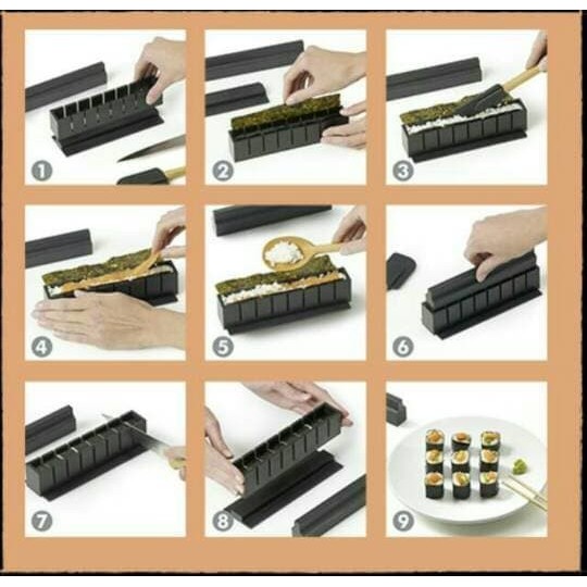 ALAT CETAK CETAKAN SUSHI LENGKAP SET SUSHI PROFESIONAL MAKER BERBAGAI BENTUK TAMBAHAN PISAU VA200