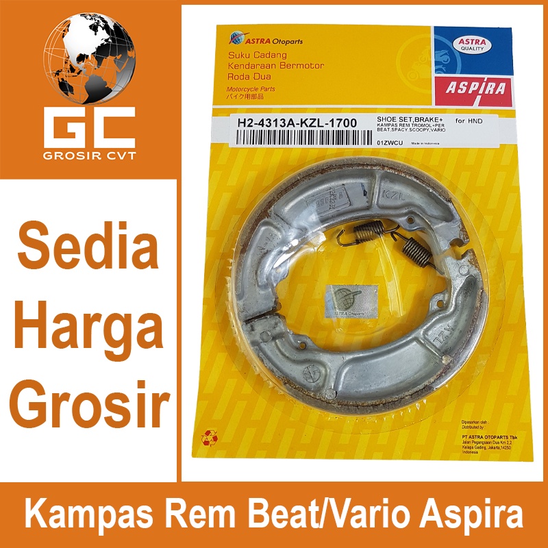 Aspira Kampas Rem Tromol Belakang Vario beat Scoopy spacy Genio Deluxe Fi ESP LED Techno Karbu 110 125 150 155 H2-4313A-KZL-1700