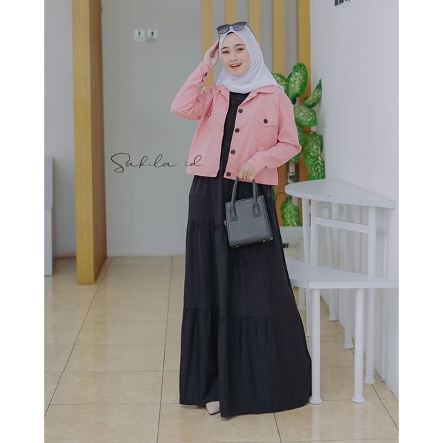 SETELAN INNER CARDI CROP//Set Rompi Polos Cigaret // one set inner rayon outer Rompi cigaret