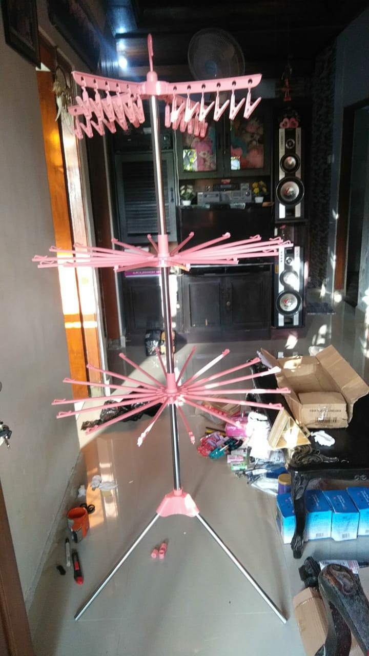 Ygs  Foldable Clothes Drying Airer Rak Jemuran Lipat /jemuran Menara Random