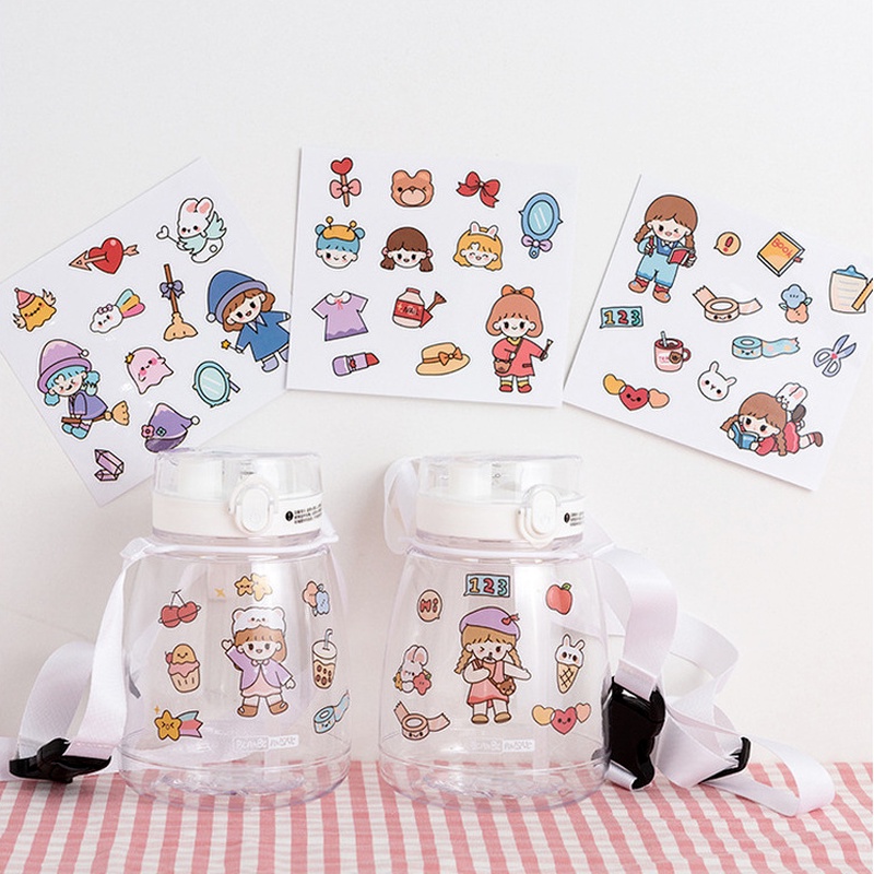 Magic789 1 Sheet Cute Rabbit Girl Cartoon Waterproof Stickers for Bottle Scrapbook DIY Decals