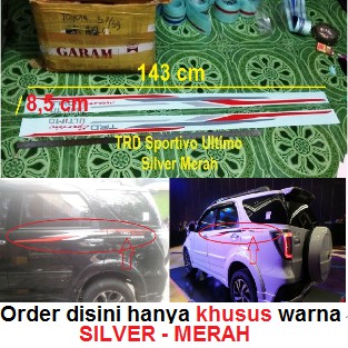 sticker stiker list strip body trd sportivo ultimo grand new rush terios 2016 silver merah universal
