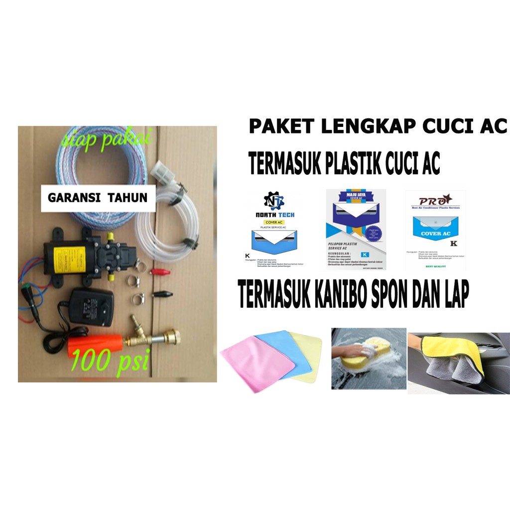 PAKETAN ALAT STEAM CUCI AC CUCI MONTOR MOBIL LENGKAP-STIM+PLASTIK+KANIBO+LAP+BUSA)