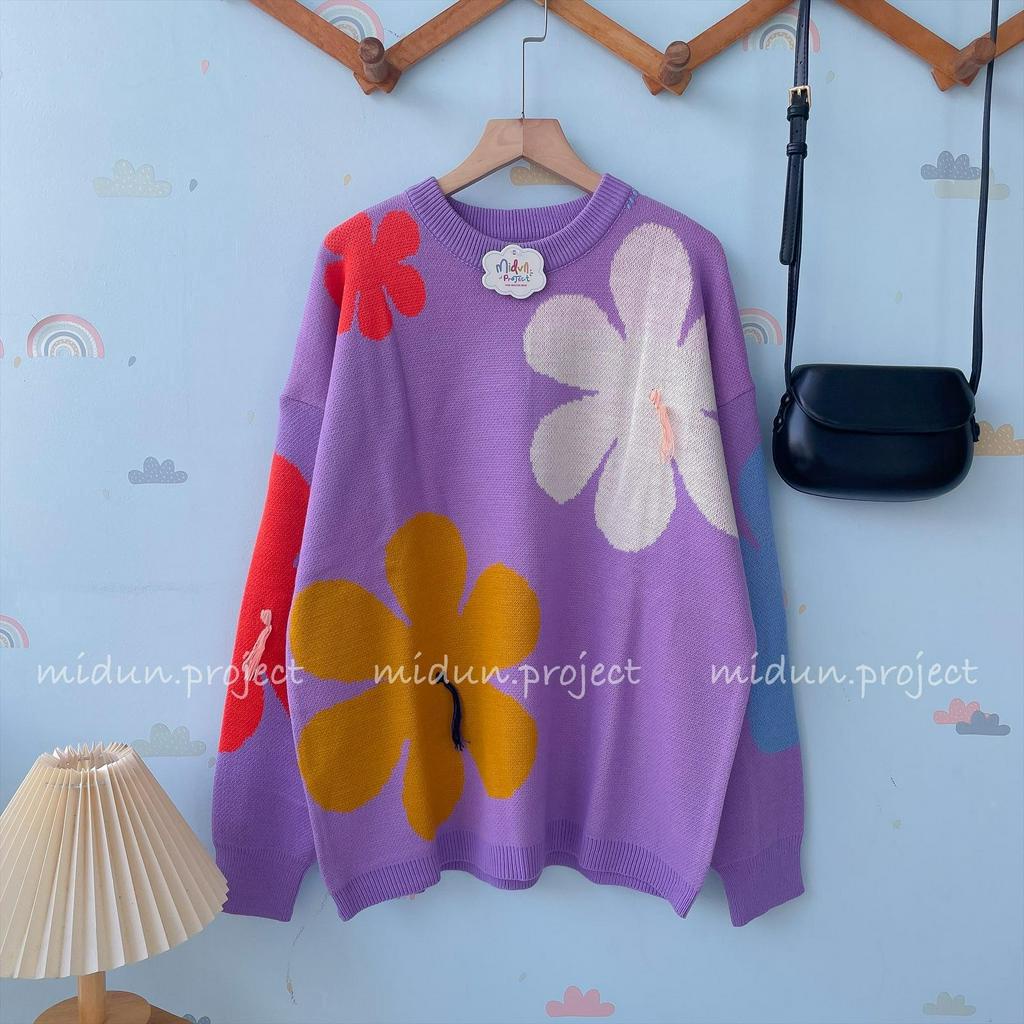 TIANA FLOWERS KNIT | SWEATER RAJUT IMPORT KOREAN LOOK