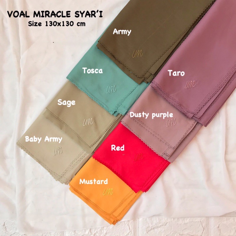 TERMURAH VOAL MIRACLE SYARI UMAMA SCARF / JILBAB HIJAB SEGIEMPAT LASER CUT SYARI UMAMA ORIGINAL