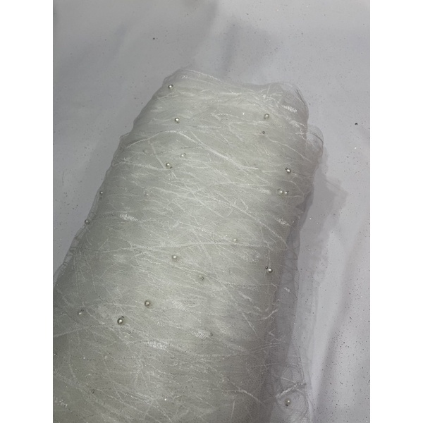 kain Tulle akar mutiara-Putih bersih