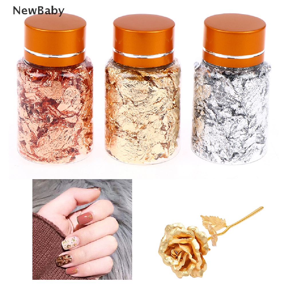 Newbaby 5g Kertas Foil Bentuk Daun Emas Untuk Dekorasi Nail Art DIY